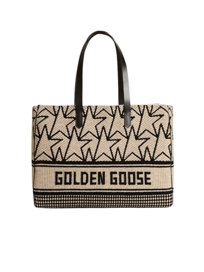 Golden Goose Cali Monogram Star Jacquard Tote Bag In Whiteblack 10283