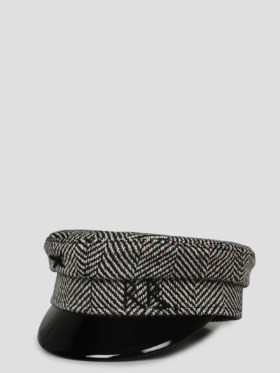 Ruslan Baginskiy Herringbone-pattern Baker Boy Cap In Black