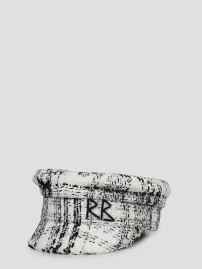 Ruslan Baginskiy Logo Embroidery Chequered Cotton Baker Boy Cap In White