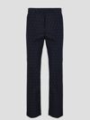 Gucci Horsebit-print Straight-leg Trousers In Blue