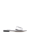 Dolce & Gabbana Cut-out Dg Flat Sandals In Silver