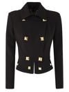 Elisabetta Franchi Cropped Double-breasted Jacket In Black