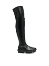 Ps By Paul Smith Thigh-high Flat Leather Boots In Black