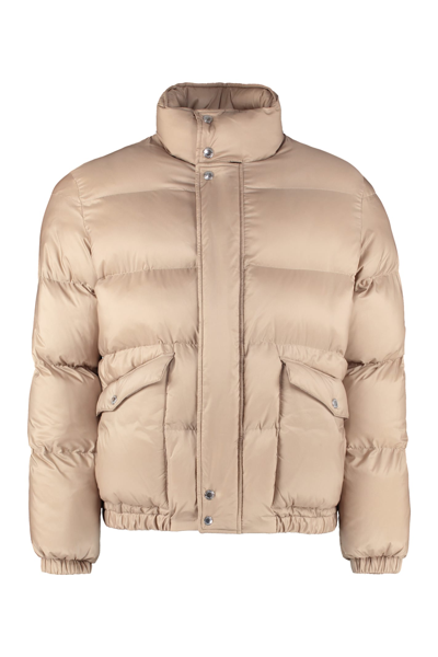 Alexander Mcqueen Nylon Puffer Coat In Tan Brown