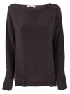 Liviana Conti Crew Neck Wide Sweater In Dark Brown