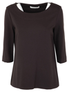 Liviana Conti Short Sleeves Sweater In Dark Brown