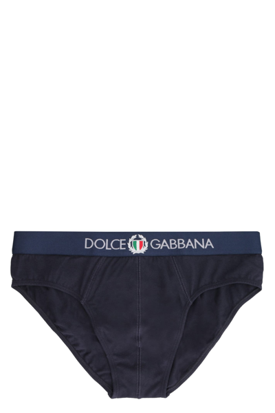 Dolce & Gabbana Cotton Briefs With Elastic Band In Blue