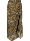 ISABEL MARANT ÉTOILE KHAKI AZARIA FLORAL-PRINT DRAPED SKIRT