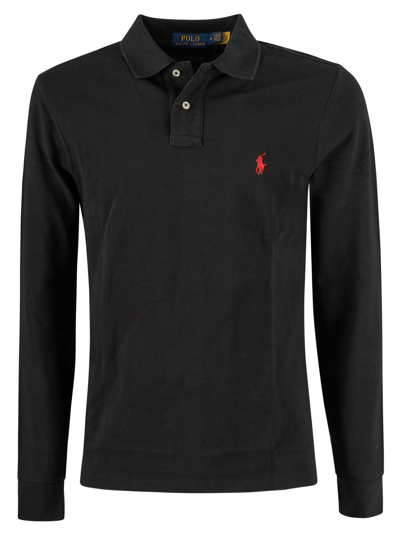 Ralph Lauren Long-sleeved Polo Shirt In Black