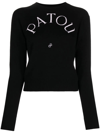 Patou Wool Sweater With Logo In Nero