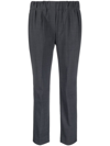 BRUNELLO CUCINELLI GREY VIRGIN WOOL CROPPED TAILORED TROUSERS