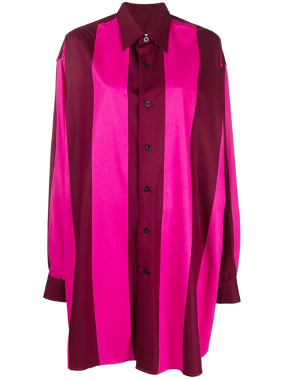 Ami Alexandre Mattiussi Vertical Stripe Shirtdress In Pink