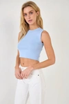 Grey Lab Knit Crew Neck Cropped Tank Top In Blue