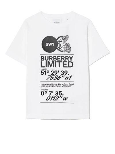 Burberry Kids' White Montage Print Cotton T-shirt