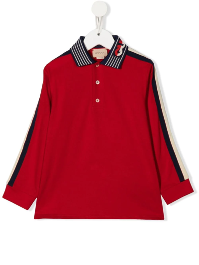 Gucci Kids' Logo领polo衫 In Red
