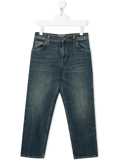 Gucci Kids' Horsebit-detail Denim Jeans In Blue