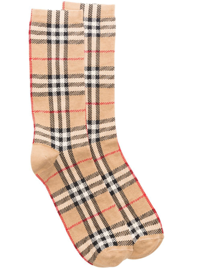 Burberry Neutral Vintage Check Cotton Socks In Neutrals