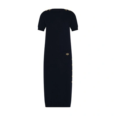 Louis Vuitton Nautical Long Fitted Dress In Navy