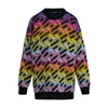 Versace La Greca Rainbow Monogram Wool Blend Sweater In Multicolor