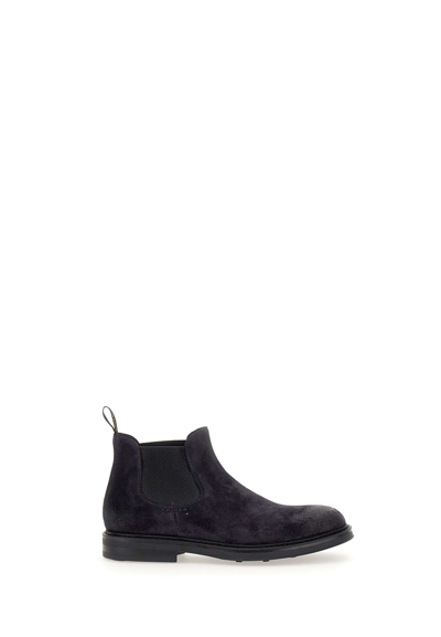 Doucal's Doucals Oil Ankle Boot In Suede In Blue