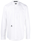 Philipp Plein Embroidered-skull Button-up Shirt In Weiss
