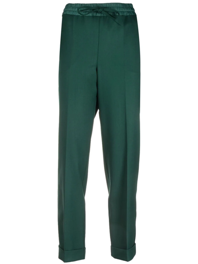 P.a.r.o.s.h Tapered Drawstring Wool Trousers In Green