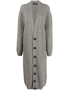Dsquared2 Alpaca Blend Rib Knit Long Cardigan In Grau