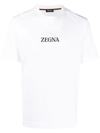 Zegna White Logo Print Cotton T-shirt In Blanc