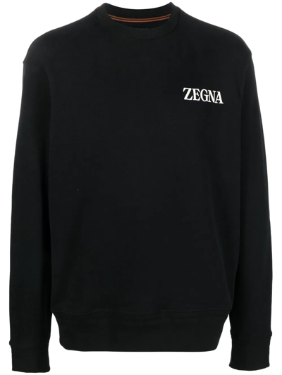 Zegna Chest Logo-print Detail Sweatshirt In Black