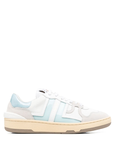 Lanvin White Calf Leather Clay Sneakers In Blue