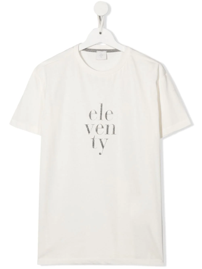 Eleventy Kids' White Cotton Tshirt In Bianco