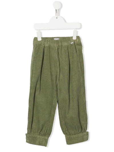 Il Gufo Kids' Button-cuff Corduroy Trousers In Green