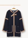 Chloé Kids Navy Hooded Coat In Blue