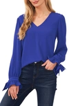 Cece Tie Sleeve Top In Royal Blue