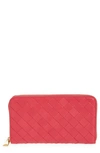 Bottega Veneta Intrecciato Leather Continental Wallet In Cranberry-gold