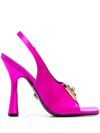 Versace Medusa Plaque Heeled Sandals In Rosa