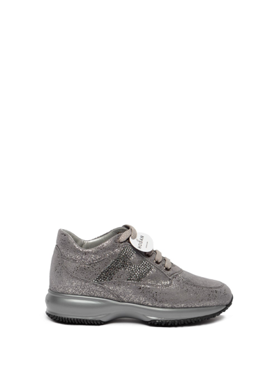 Hogan Interactive H Strass Sneakers In Grey