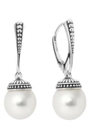 Lagos Sterling Silver Luna Freshwater Cultured Pearl Drop Earrings In Silver/ Pearl