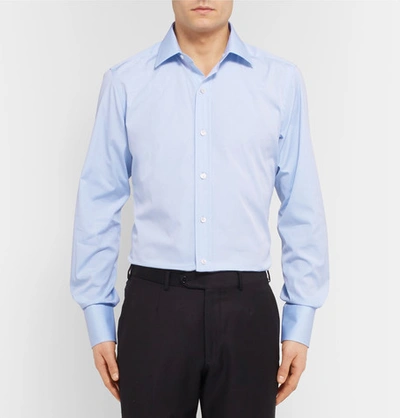 Tom Ford Blue Slim-fit Cotton-poplin Shirt In Azure