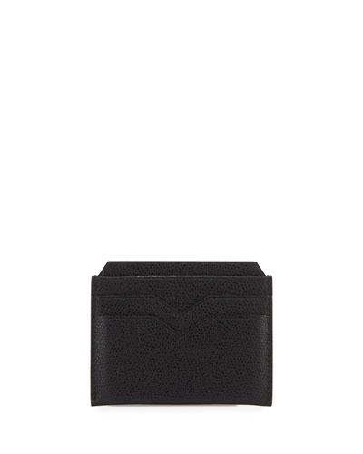 Valextra Leather Card Case, Dark Brown In Black