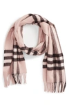 Burberry Giant Icon Check Cashmere Scarf In Ash Rose