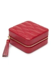 Wolf Caroline Leather Jewelry Travel Case In Gold Tone,red