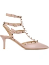 Valentino Garavani Rockstud Pumps With Straps In Neutro