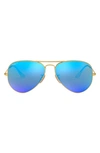 Ray Ban Standard Icons 58mm Mirrored Polarized Aviator Sunglasses In Gold/ Blue Mirror