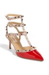 Valentino Rockstud Patent Leather Pumps In Red Patent