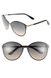 Tom Ford Penelope Metal Butterfly Sunglasses In Shiny Rose Gold/ Black