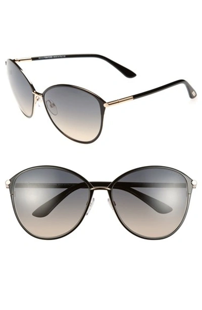 Tom Ford Penelope Metal Butterfly Sunglasses In Black