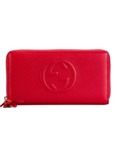 Gucci Soho Red Leather Zip Around Wallet