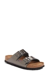 Birkenstock 'arizona' Soft Footbed Sandal (women) In Metallic Anthracite Leather