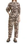 Rebecca Taylor Paisley Printed Self-tie Jumpsuit In Scroll Paisley Espresso
